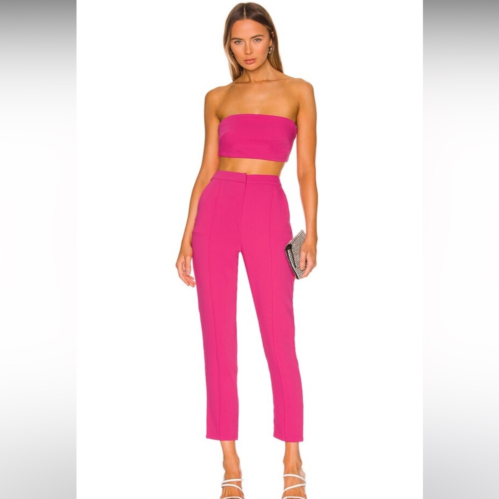Superdown Remy Bandeau Pant Set in Hot Pink